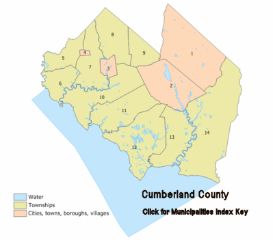 Cumberland County Municipalities (Townships) Map