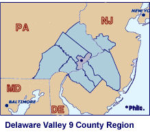 Delaware Valley - 9 County Map