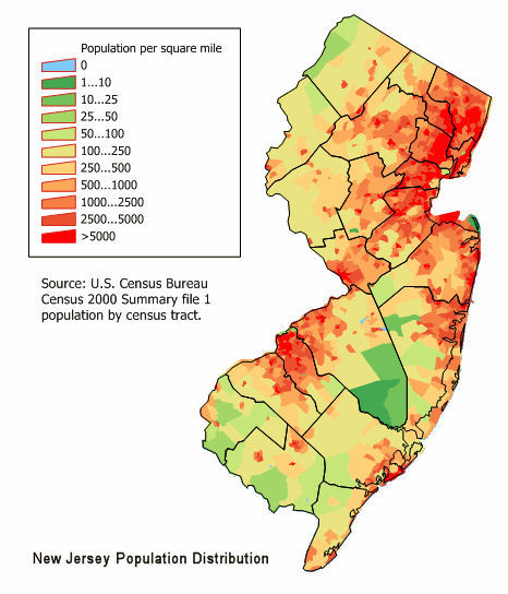 New Jersey Population Distrbution - 2000