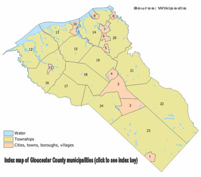 Gloucester County Municipalities (Townships) Map