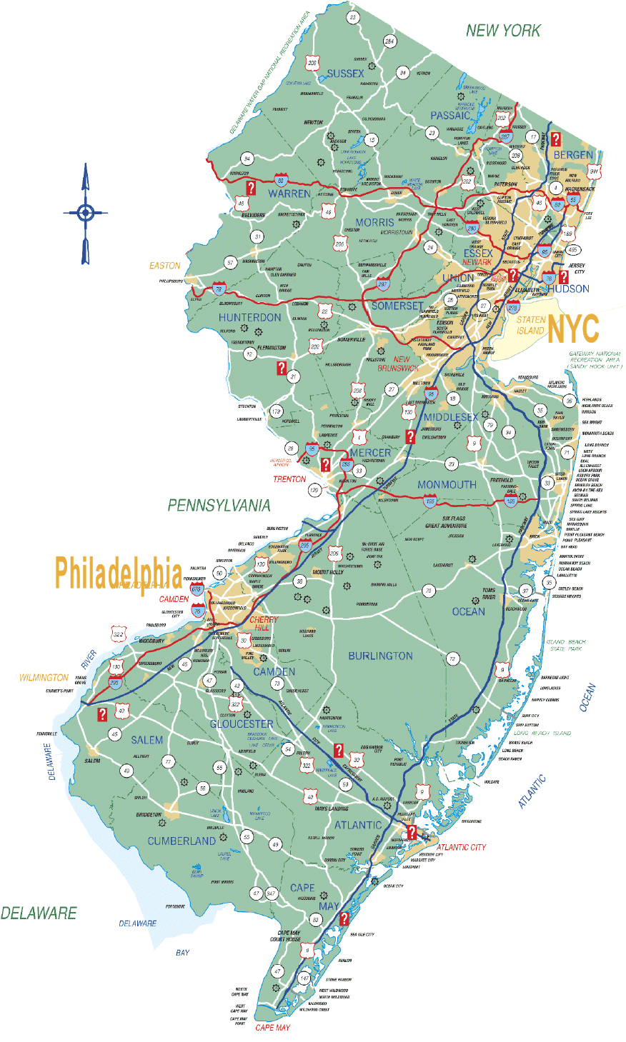 NJ Map - Phila and NYC
